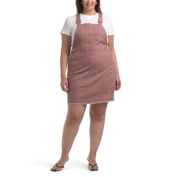 POLAGRAM Dusty Mauve Plus Overalls Mini Dress - Picture 1 of 2